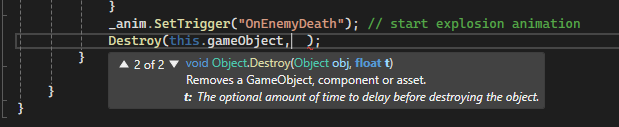 this.Destroy() with time delay